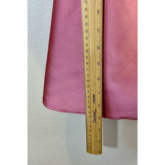 WEWOREWHAT Satin Silky Cowl Square Neck Cuffed Sleeves Mauve Mini Dress Size 2 - Picture 10 of 12